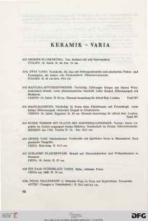 Keramik, Varia (Nr. 412-438)