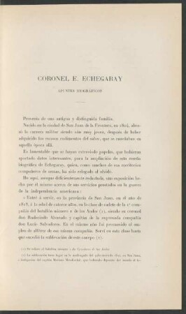 Coronel E. Echegaray : Apuntes biográficos