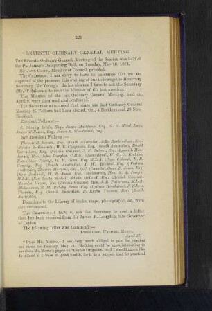 Seventh Ordinary General Meeting: Irrigation in Ceylon-Ancient and Modern. By James R. Mosse, Esq., M.Inst. C.E.