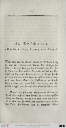 III. Abschnitt: Allgemeine Schilderung von Neapel