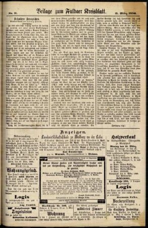 Zweite Ausgabe vom Samstag, den 13. März 1886.