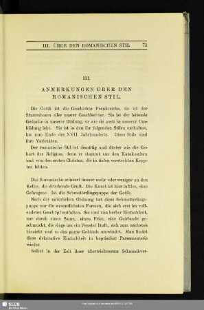 III. Anmerkungen Über Den Romanischen Stil