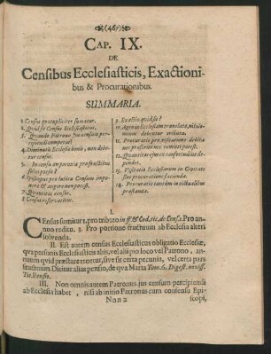 Cap. IX. De Censibus Ecclesiasticis, Exactionibus & Procurationibus.