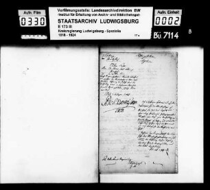 Stiftungssachen: Legate, Oberamt Backnang