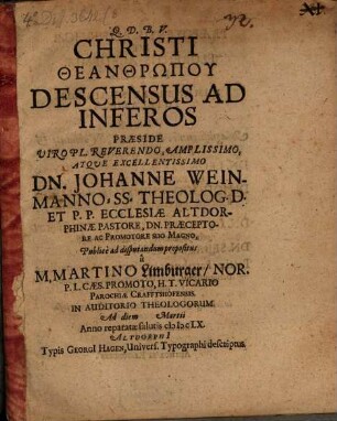 Christi theanthrōpu descensus ad inferos