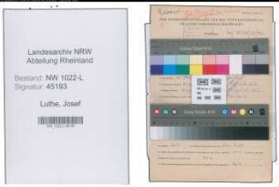 Entnazifizierung Josef Luthe , geb. 11.03.1899 (Schaffner)