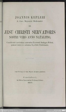 De Jesu Christi Servatoris nostri vero anno natalitio