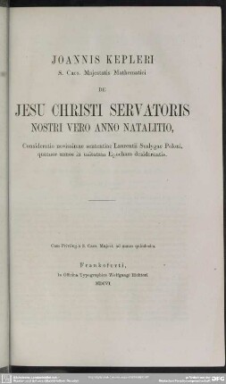 De Jesu Christi Servatoris nostri vero anno natalitio