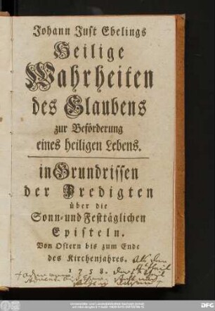 [1]: Von Ostern bis zum Ende des Kirchenjahres. 1758.
