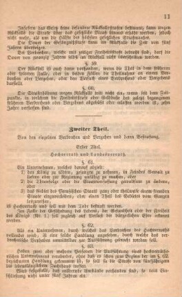 Zweiter Theil. Von den einzelnen Verbrechen und Vergehen und deren Bestrafung.