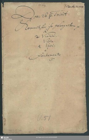 Kommet her ihr Gesegneten meines Vaters - Mus.2-E-580 : V (3), Coro, strings, bc