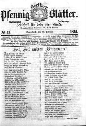 No. 43, Sonnabend, den 19. October