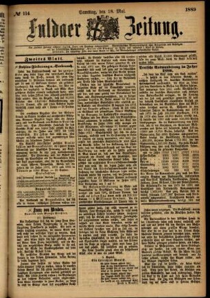 Zweite Ausgabe vom Samstag, den 18. Mai 1889.