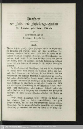 Prospect der Lehr- und Erziehungs-Anstalt