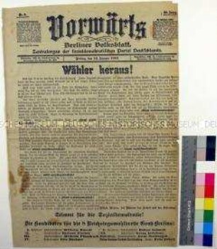 SPD-Zeitung "Vorwärts" vom 12. Januar 1912