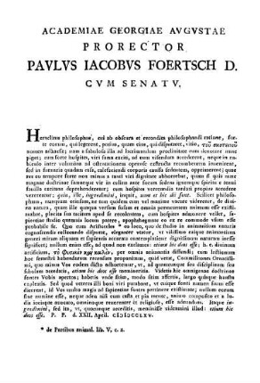 ACADEMIAE GEORGIAE AVGVSTAE PRORECTOR PAVLVS IACOBVS FOERTSCH D. C V M SENAT V.
