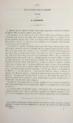 Sulla teoria delle coniche.