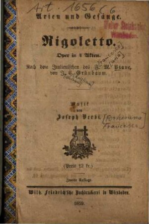 Rigoletto : Oper in 4 Akten