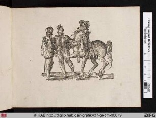 Zwei Männer im Gespräch und ein Pferd.