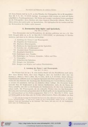A. Zeremonien beim Opfer-und Speisetisch