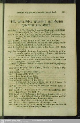 VIII. Vermischte Schriften zur schönen Literatur und Kunst