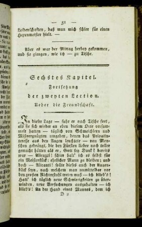Sechstes Kapitel. Fortsetzung der zweyten Lection. Ueber die Freundschaft.
