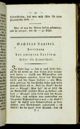 Sechstes Kapitel. Fortsetzung der zweyten Lection. Ueber die Freundschaft.
