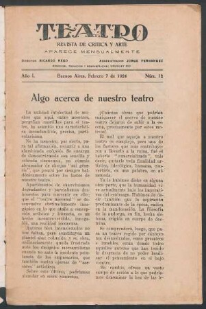 Algo acerca de nuestro teatro