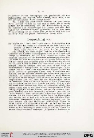 Besprechung von: Dictionnaire des Dictionnaires