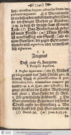 Zeugnusse Deß 9ten H. Zeugens. S. Prosperi Aquitani.