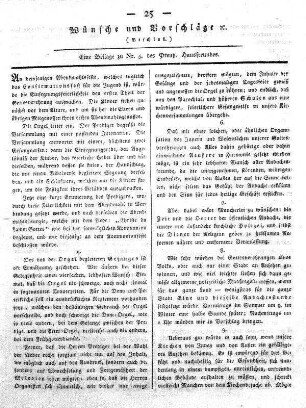 Eine Beilage zu Nr. 5. Wünsche und Vorschläge u.