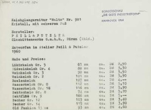 Kelchglasgarnitur "Malta Nr. 981" des Ateliers Peill & Putzler