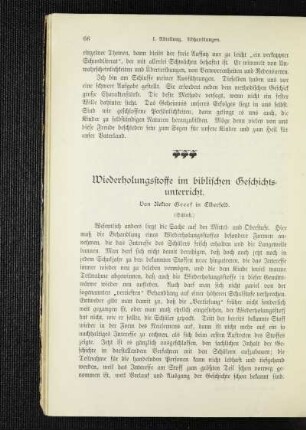Wiederholungsstoffe im biblischen Geschichtsunterricht : (Schluß)