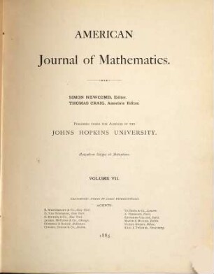 American journal of mathematics. 7. 1885