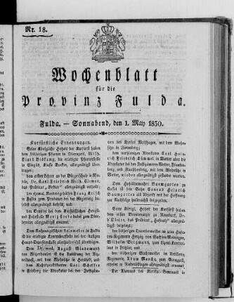 Nr. 18, Ausgabe vom 1. Mai 1830