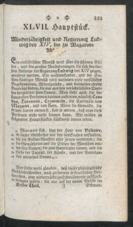 XLVII. Hauptstück. Minderjährigkeit und Regierung Ludwig des XIV, bis zu Mazarins Ableben
