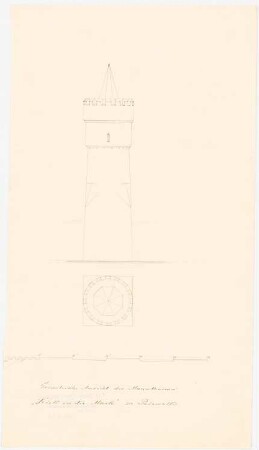 Mauerturm »Kiek in die Mark«, Pasewalk: Grundriss, Ansicht, Maßstabsleiste
