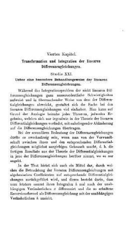 Viertes Kapitel. Transformation und Integration der linearen Differenzengleichungen.