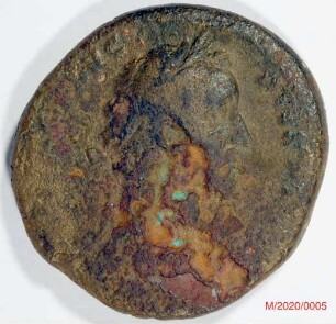 Römische Münze, Nominal Sesterz, Prägeherr Antoninus Pius, Prägeort Rom, Original