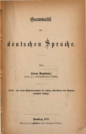 Grammatik der deutschen Sprache