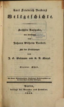Karl Friedrich Becker's Weltgeschichte, 9