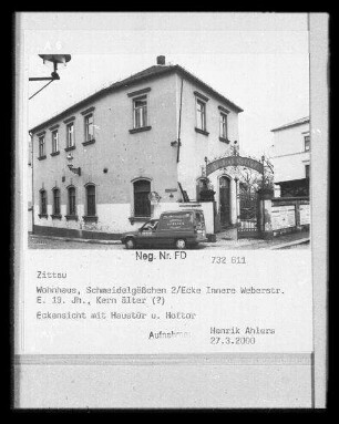 Zittau, Schmeidelgäßchen 2/Ecke Lindenstraße. Wohnhaus (1896, 1900)