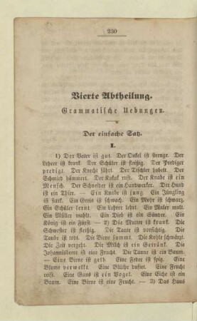 Vierte Abtheilung. Grammatische Uebungen