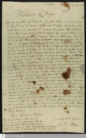 Brief von Anton Wilhem Böhme an Joachim Lange.