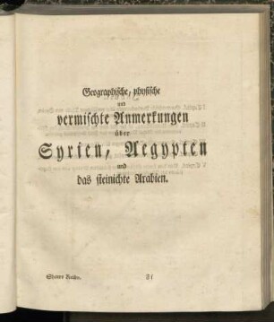 Geographische, physische und vermischte Anmerkungen über Syrien, Aegypten und das steinichte Arabien