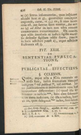 Tit. XXIII. De Sententiae Publicatione, Et Publicatae Effectibus
