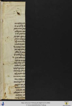 [Vorderer Ansatzfalz] Fragment einer lateinischen Pergament-Hs. des 12. Jhs. (theologischer Text).