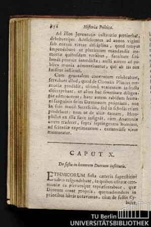 Caput X [V]. De festis in honorem Deorum institutis.