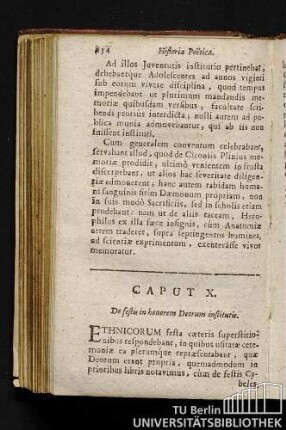 Caput X [V]. De festis in honorem Deorum institutis.