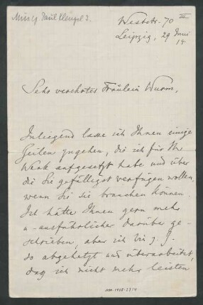 Brief an Mary Wurm : 29.06.1914